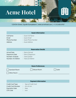 premium  Template: Black Squeeze Hotel Reservation Form Template