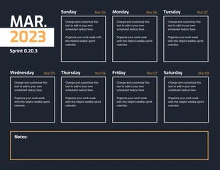 business  Template: Weekly Sprint Calendar Schedule