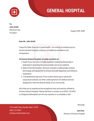 premium  Template: Simple Red Hospital Letterhead