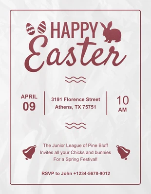 Free  Template: Broken White Modern Happy Easter Invitation