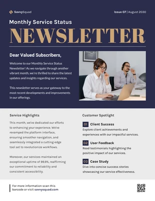 business  Template: Monthly Service Status Newsletter Template