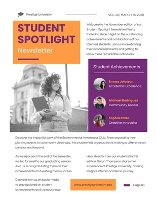 premium  Template: Student Spotlight Newsletter Template