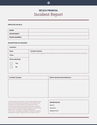 Free interactive Template: Vintage Incident Report Template