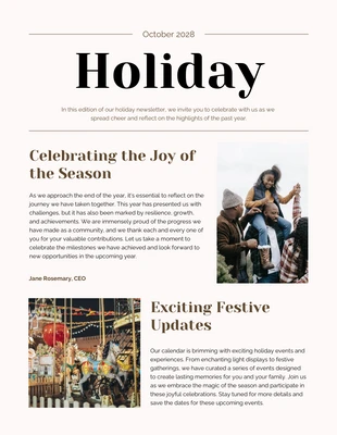 Free  Template: Cream Brown Holiday Newsletter Template