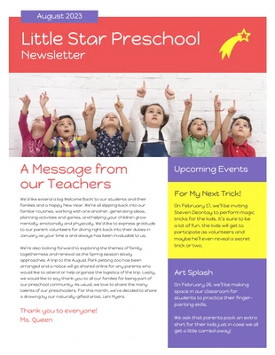 Free  Template: Vibrant Preschool Newsletter Template