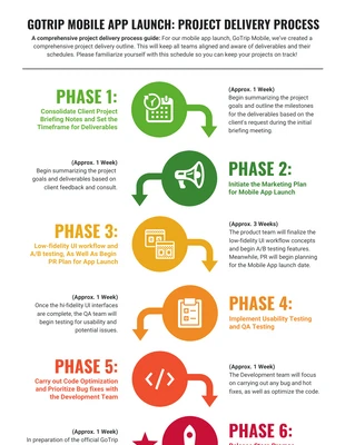 Free  Template: Company App Project Delivery Process Infographic Template