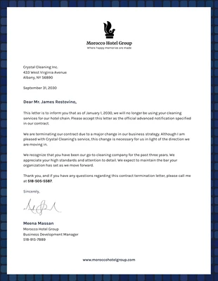 Free  Template: Business Contract Termination Letter