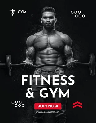 Free  Template: Black White Gym Flyer Template