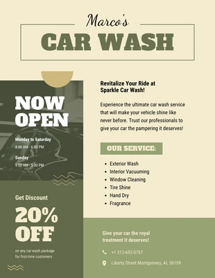 Free  Template: Dark Gold And Green Elegant  Car Wash Poster