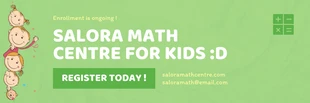 Free  Template: Light Greenn Simple Illustration Math For Kids Banner