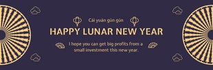 Free  Template: Dark Blue And Gold Modern Classic Happy Lunar New Year Banner