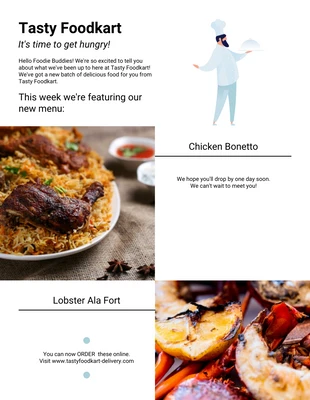 Free  Template: Food Menu Newsletter Example Template