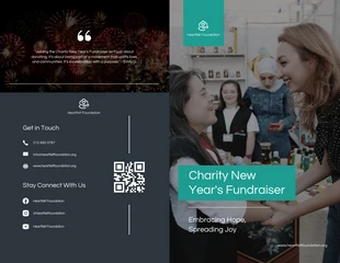 business  Template: Charity New Year's Fundraiser Half-Fold Brochure Template