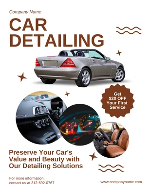 Free  Template: White Car Detailing Flyer Template