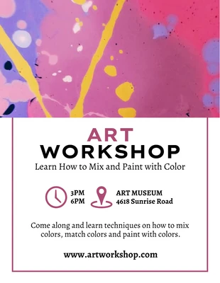 Free  Template: Art Workshop Poster Flyer Template