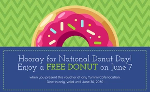 Free  Template: National Donut Day Free Voucher Coupon