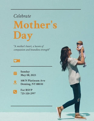 Free  Template: Shadow Green Mother's Day Flyer Template