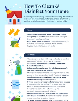 Free  Template: How To Clean and Disinfect Your Home Infographic Template