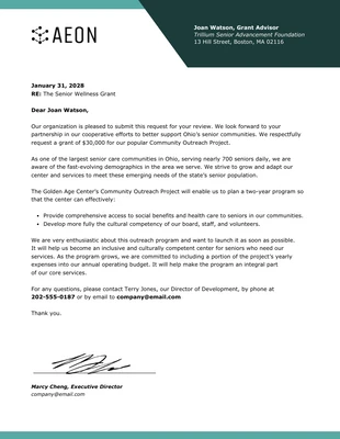 Free  Template: Customizable Grant Proposal Business Letter