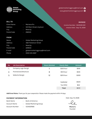 premium  Template: Freelance Marketing Services Invoice Template