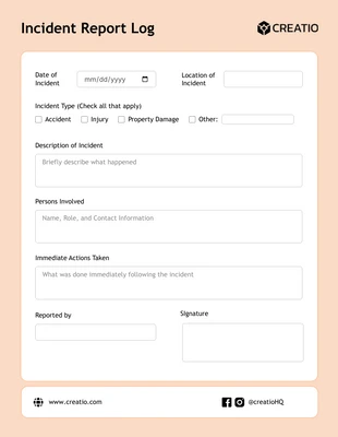 Free interactive Template: Incident Report Log Template