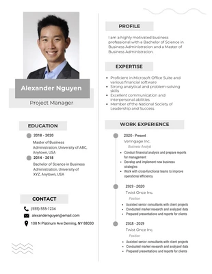 Free  Template: Professional Biodata Project Manager Resume Template