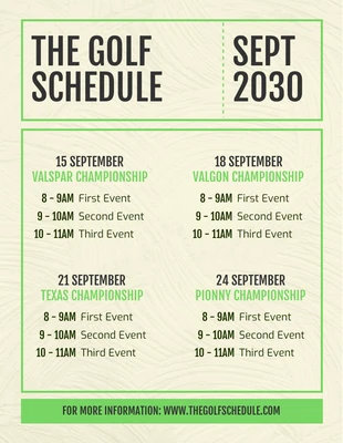 Free  Template: Light Green Modern Texture Golf Schedule Template