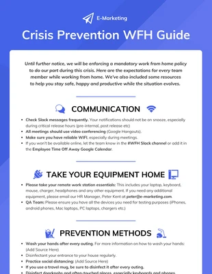 Free  Template: Crisis Prevention WFH Guide Infographic Template