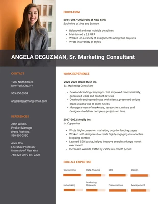 business  Template: Modern Marketing Consultant Resume Template