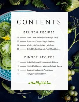 premium  Template: Green Recipe Book Table of Contents Template