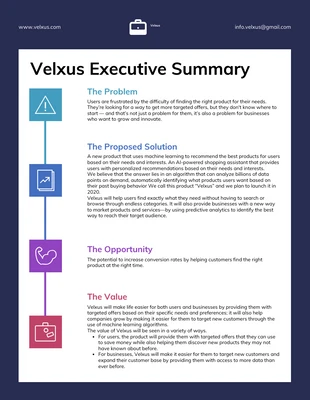 Free  Template: Best Startup Executive Summary Example Template