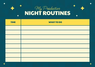 Free  Template: Blue Green Modern Geometric Night Routine Schedule Template