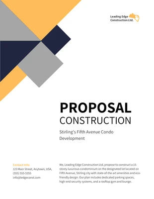 Free  Template: Blue & Yellow Minimalist Shape Construction Proposal Template