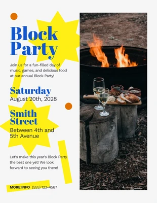 Free  Template: Simple Grey Yellow Block Party Invitation