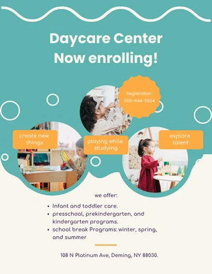 Free  Template: Daycare Center Enrollment Flyer Template