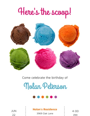 Free  Template: Ice Cream Birthday Invitation