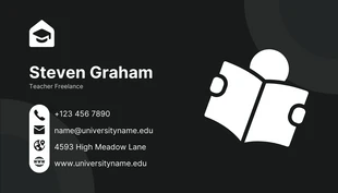 Black And Dark Grey Minimalist Teacher Business Card - Page 2