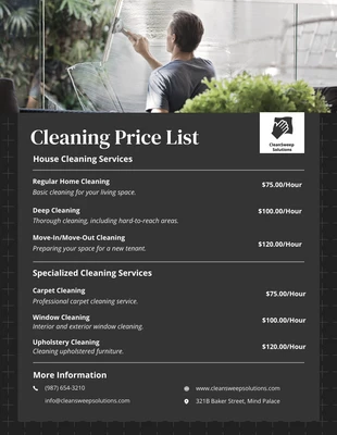 Free  Template: Free Cleaning Business Price List Template