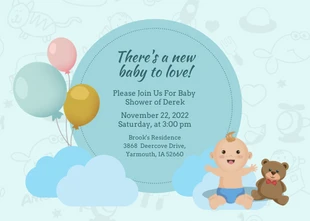 premium  Template: Blue Baby Shower Invitation