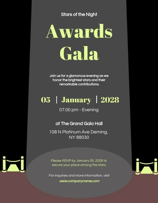 Free  Template: Black, Brown And Green Light Minimalist Awards Invitations