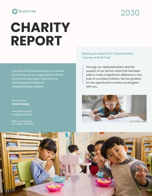 Free  Template: Light Green Creamy Charity Report Template