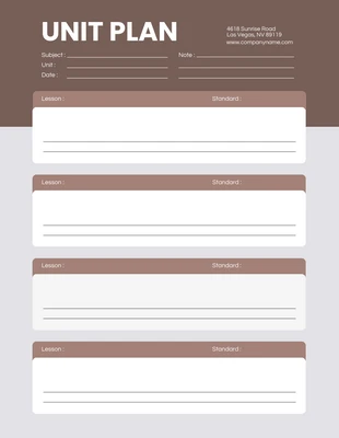 Free  Template: Cream Gray Unit Plan Template