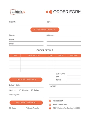 premium  Template: Ecommerce Order Form Template