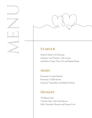 Free  Template: White Wedding Minimalist Menu