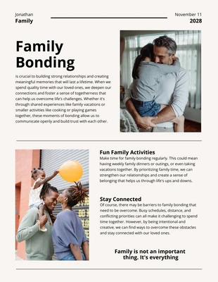 Free  Template: Simple Family Bonding Newsletter Template