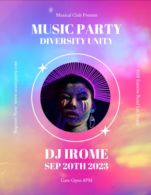 Free  Template: Gradient Music Party Flyer Template