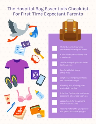 Free  Template: Expectant Parents Hospital Bag Checklist Infographic Template