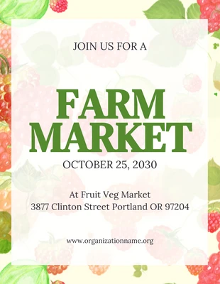 Free  Template: Light Yellow Watercolor Cute Farm Market Poster