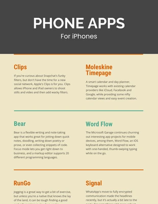 Free  Template: 10 Apple iOS Phone Apps Infographic Template