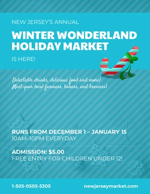 Free  Template: Winter Wonderland Holiday Market Event Flyer Template